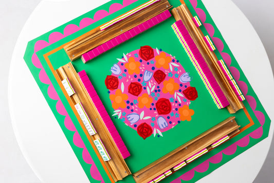 All The Flowers Leather Mahjong Mat in Green