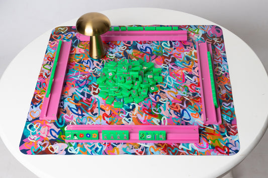 All My Love Leather Mahjong Mat on Navy