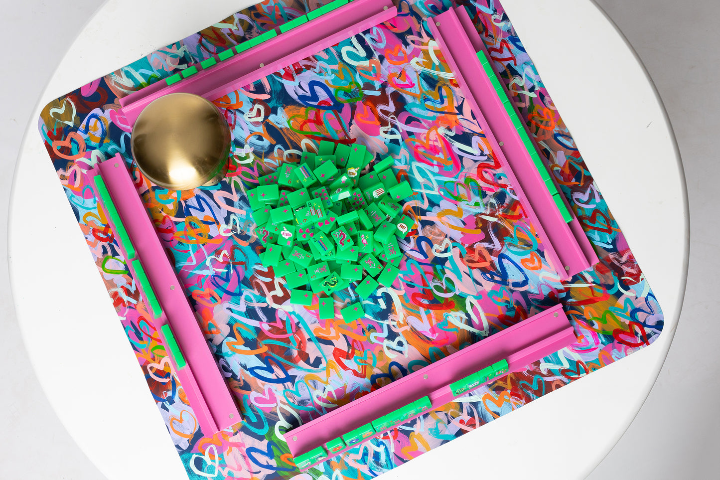 All My Love Leather Mahjong Mat on Navy