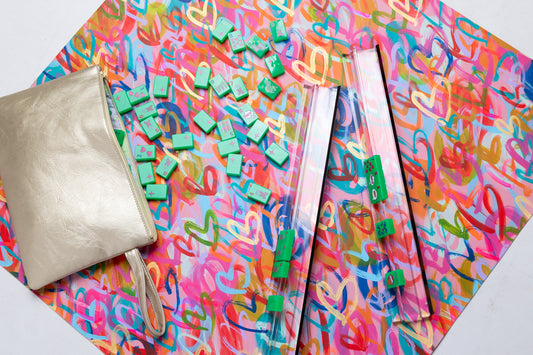 All My Love Leather Mahjong Mat on Pink